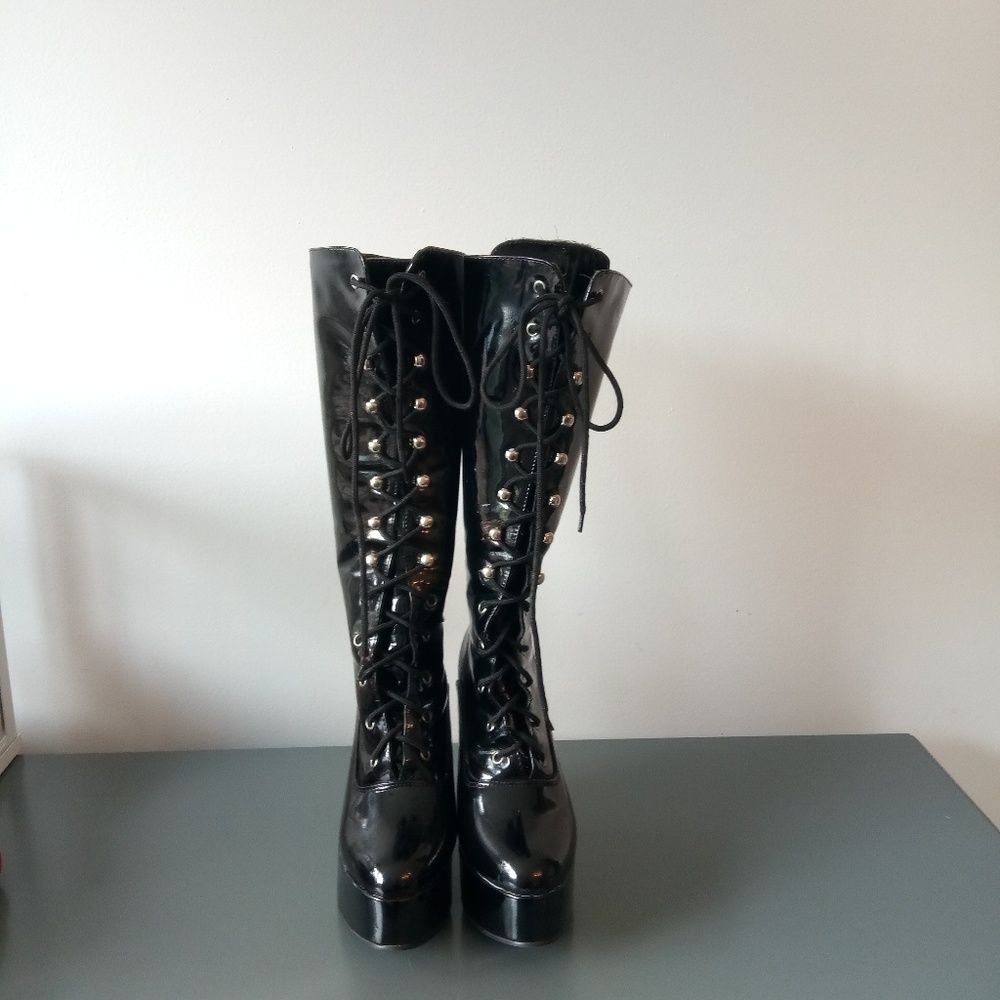 Faux Leather Platform Boots 5"